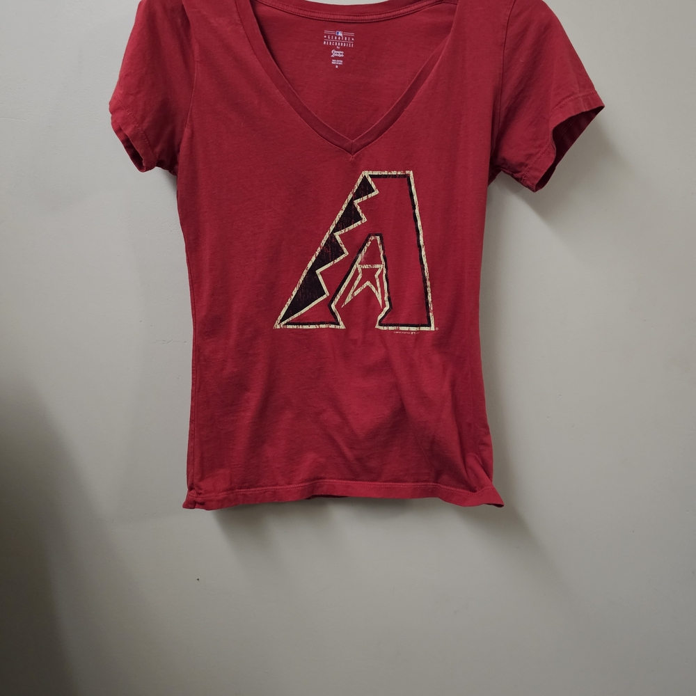 Red V-Neck Graphic Tee